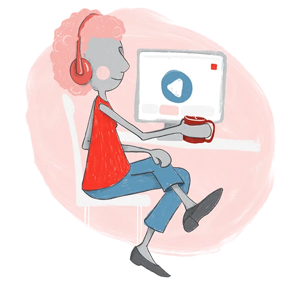 illustration of a woman seated with a laptop